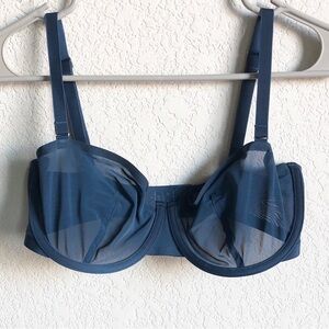 Cuup The Balconette Bra 30F Blue Sheer Mesh